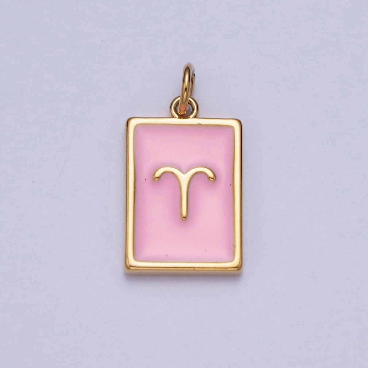 Dainty Pink Enamel Zodiac Charm Mini Tag Astrology Pendant for Bracelet Earring Necklace Y2K Jewelry A-A1469-A-A1474