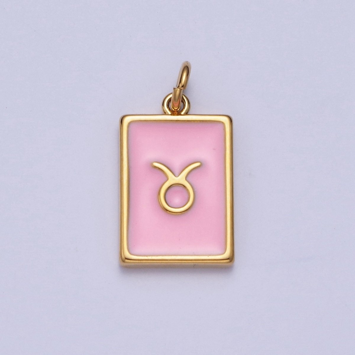 Dainty Pink Enamel Zodiac Charm Mini Tag Astrology Pendant for Bracelet Earring Necklace Y2K Jewelry A-A1469-A-A1474