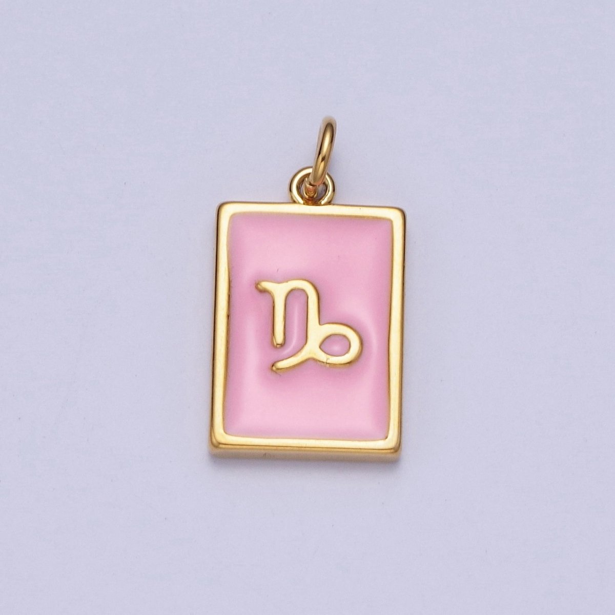 Dainty Pink Enamel Zodiac Charm Mini Tag Astrology Pendant for Bracelet Earring Necklace Y2K Jewelry A-A1469-A-A1474