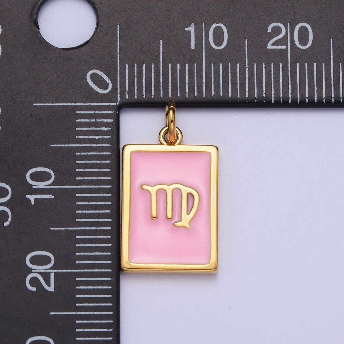 Dainty Pink Enamel Zodiac Charm Mini Tag Astrology Pendant for Bracelet Earring Necklace Y2K Jewelry A-A1469-A-A1474