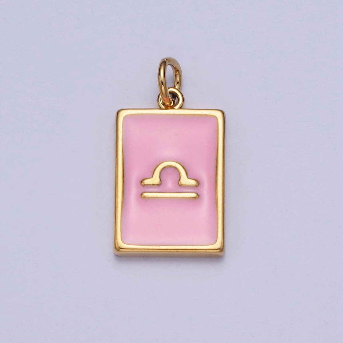 Dainty Pink Enamel Zodiac Charm Mini Tag Astrology Pendant for Bracelet Earring Necklace Y2K Jewelry A-A1469-A-A1474