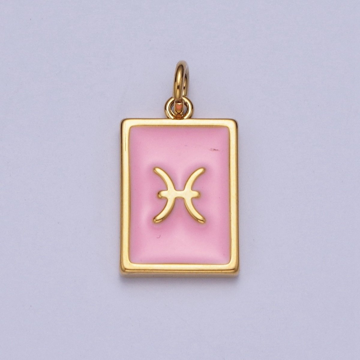 Dainty Pink Enamel Zodiac Charm Mini Tag Astrology Pendant for Bracelet Earring Necklace Y2K Jewelry A-A1469-A-A1474