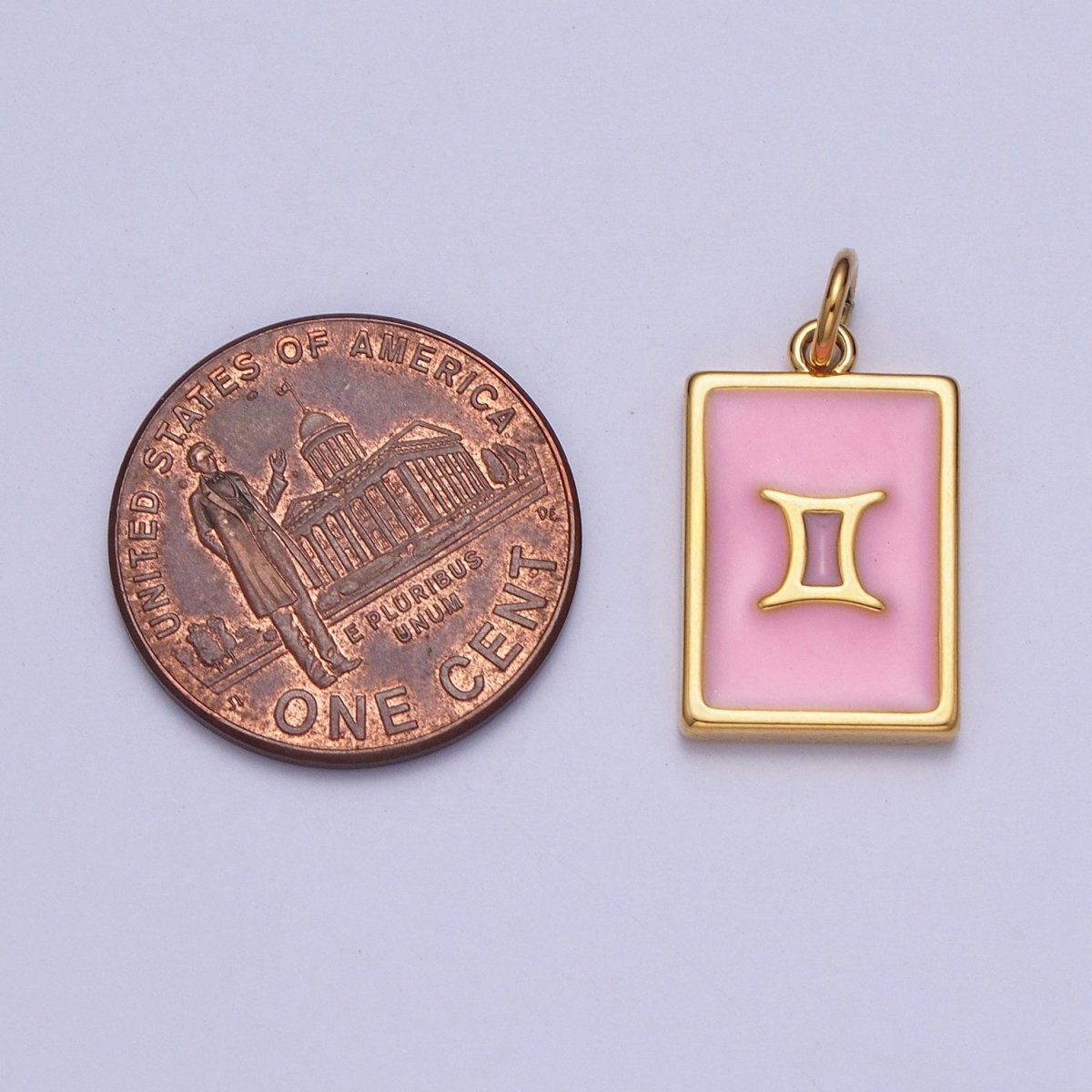 Dainty Pink Enamel Zodiac Charm Mini Tag Astrology Pendant for Bracelet Earring Necklace Y2K Jewelry A-A1469-A-A1474