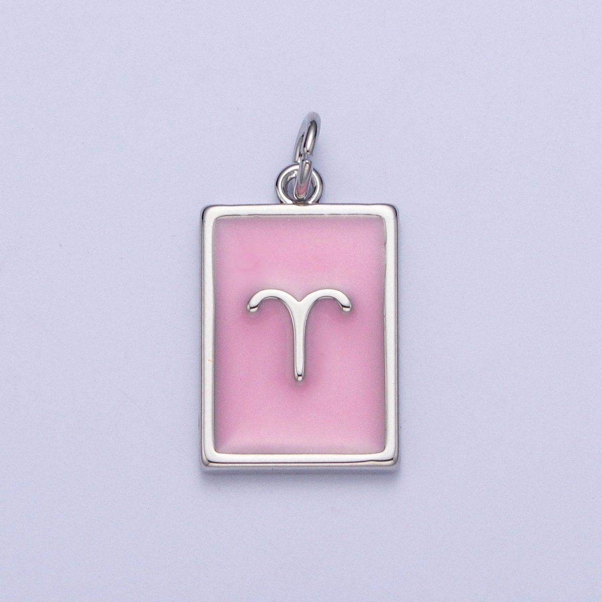 Dainty Silver Pink Enamel Zodiac Charm Mini Tag Astrology Pendant for Bracelet Earring Necklace Y2K Jewelry| A1475-A1480