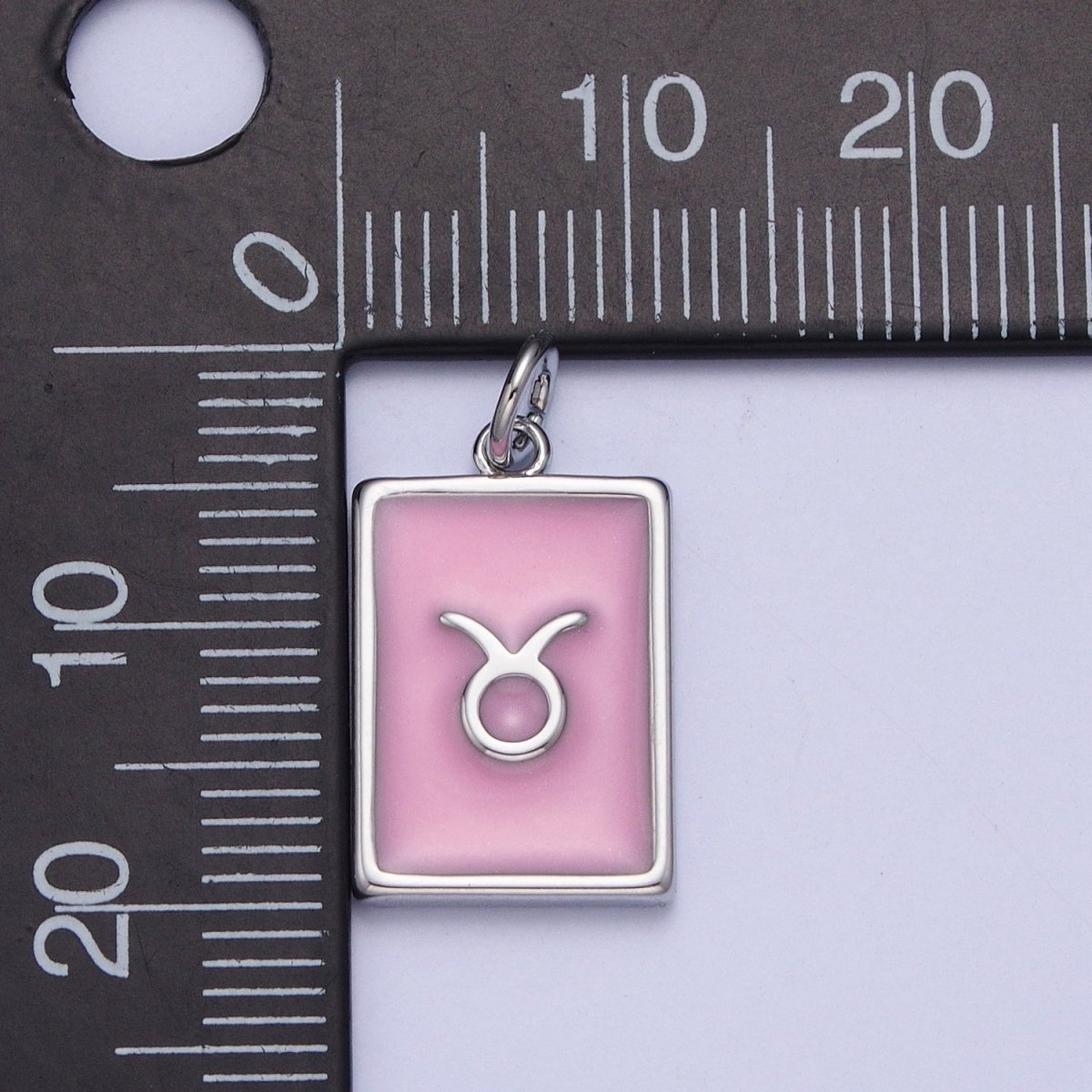 Dainty Silver Pink Enamel Zodiac Charm Mini Tag Astrology Pendant for Bracelet Earring Necklace Y2K Jewelry| A1475-A1480