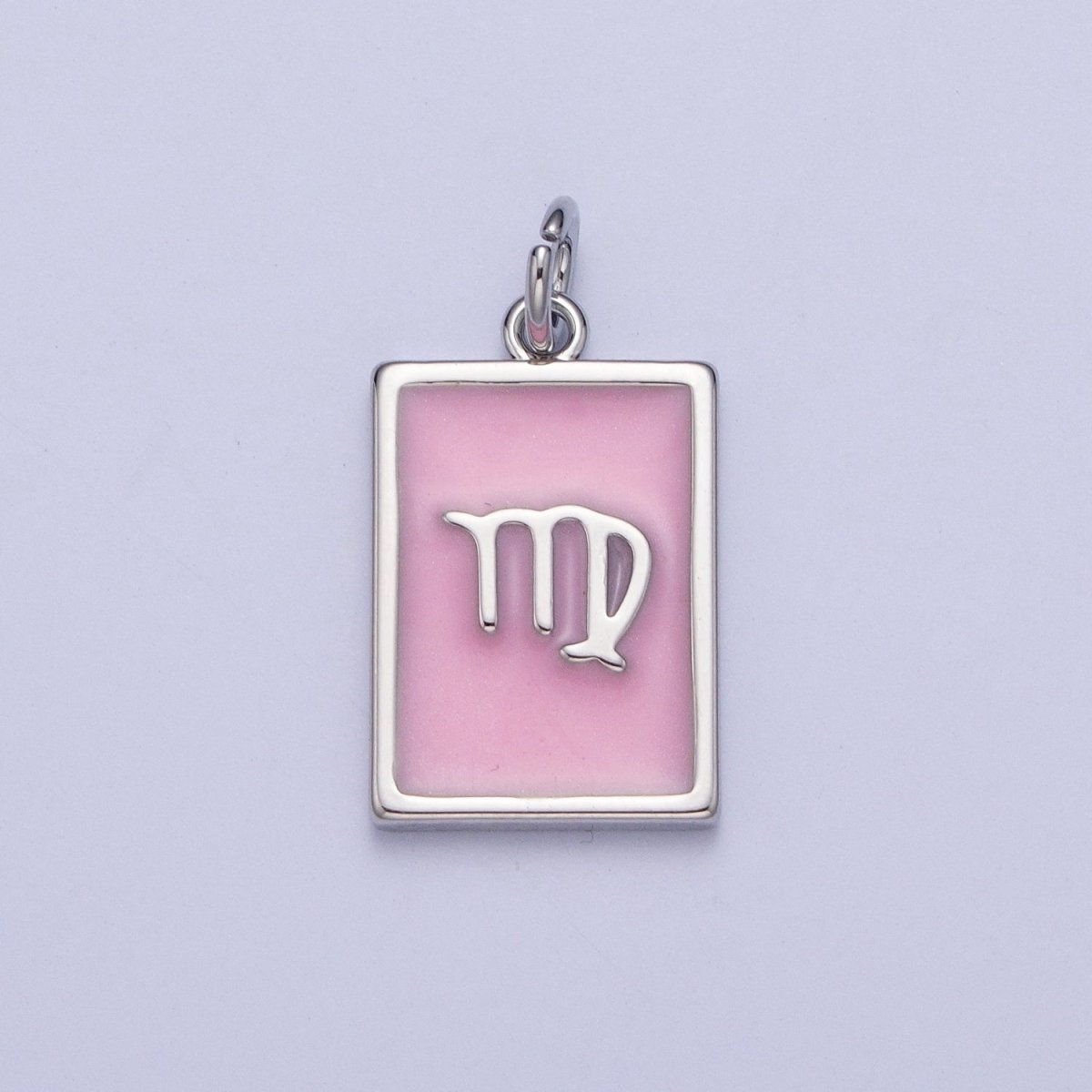 Dainty Silver Pink Enamel Zodiac Charm Mini Tag Astrology Pendant for Bracelet Earring Necklace Y2K Jewelry| A1475-A1480