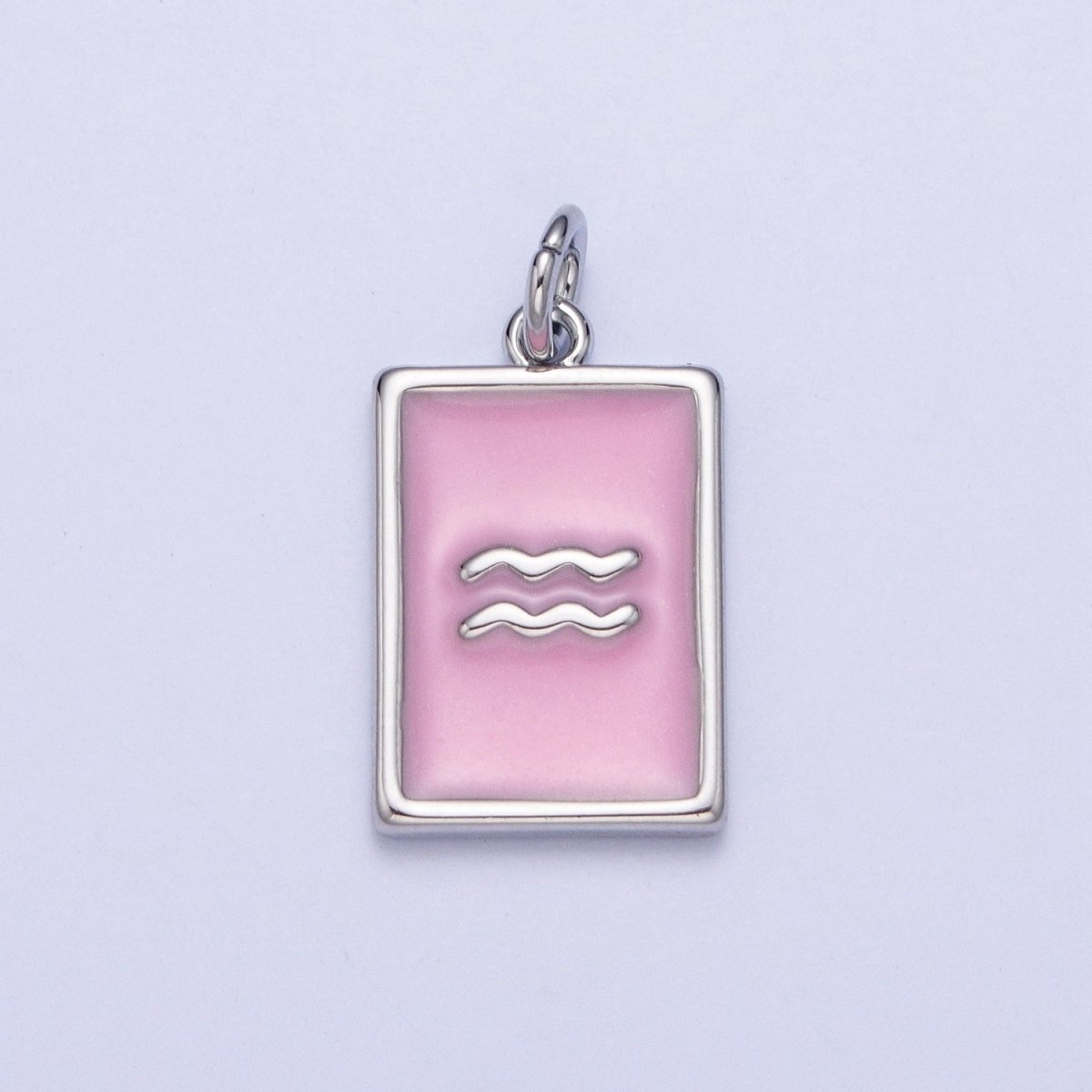 Dainty Silver Pink Enamel Zodiac Charm Mini Tag Astrology Pendant for Bracelet Earring Necklace Y2K Jewelry| A1475-A1480