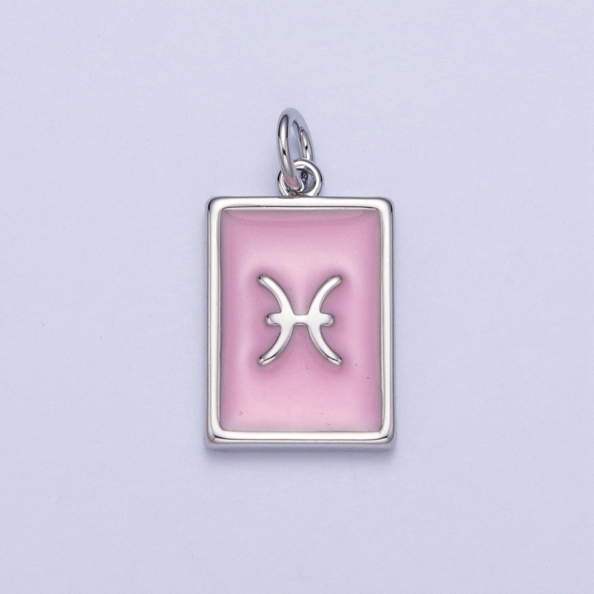Dainty Silver Pink Enamel Zodiac Charm Mini Tag Astrology Pendant for Bracelet Earring Necklace Y2K Jewelry| A1475-A1480