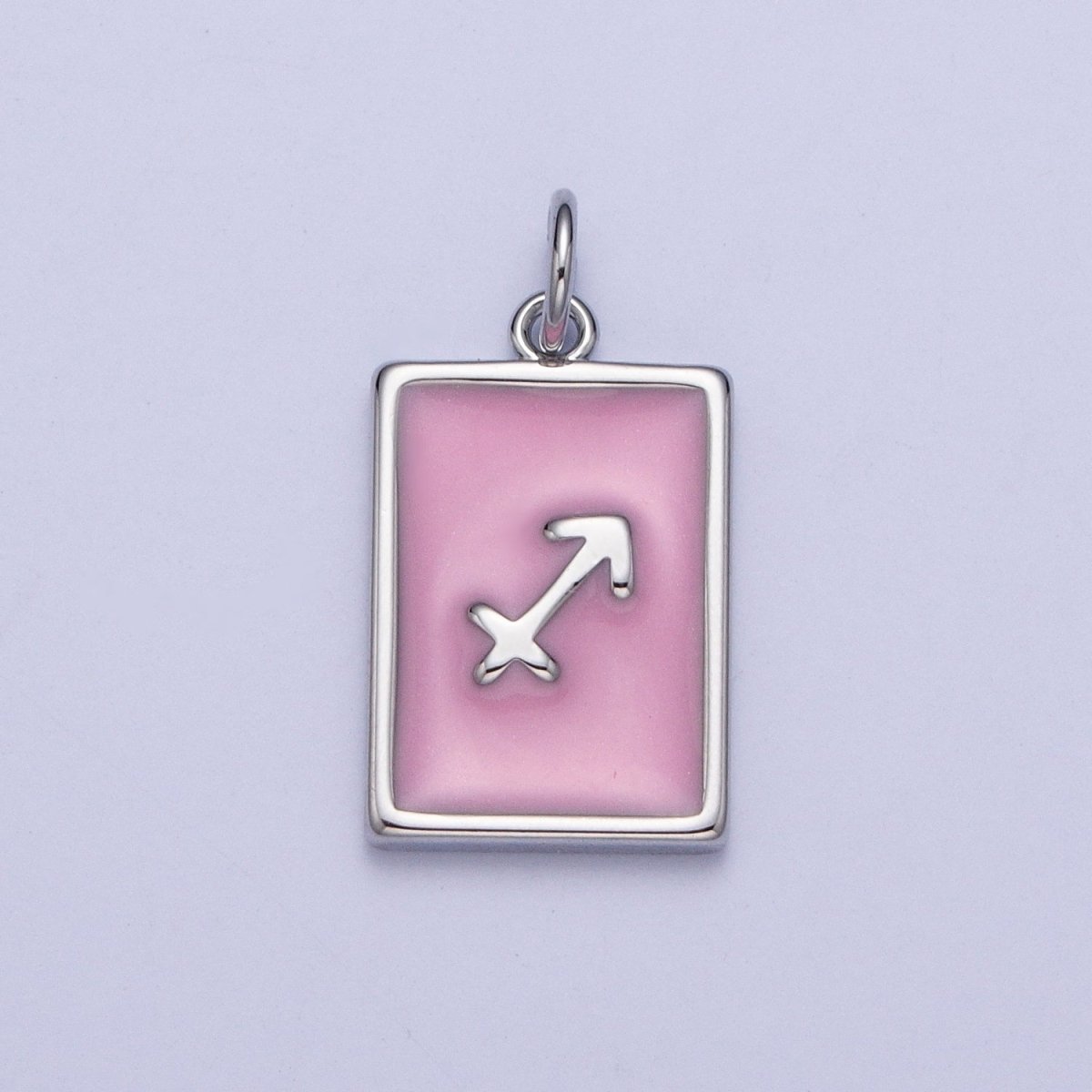 Dainty Silver Pink Enamel Zodiac Charm Mini Tag Astrology Pendant for Bracelet Earring Necklace Y2K Jewelry| A1475-A1480
