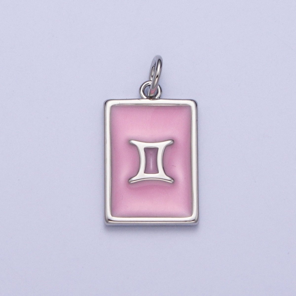 Dainty Silver Pink Enamel Zodiac Charm Mini Tag Astrology Pendant for Bracelet Earring Necklace Y2K Jewelry| A1475-A1480