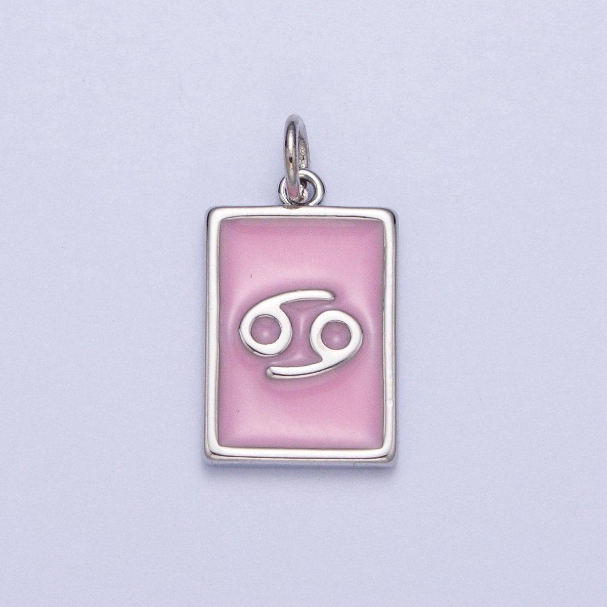 Dainty Silver Pink Enamel Zodiac Charm Mini Tag Astrology Pendant for Bracelet Earring Necklace Y2K Jewelry| A1475-A1480