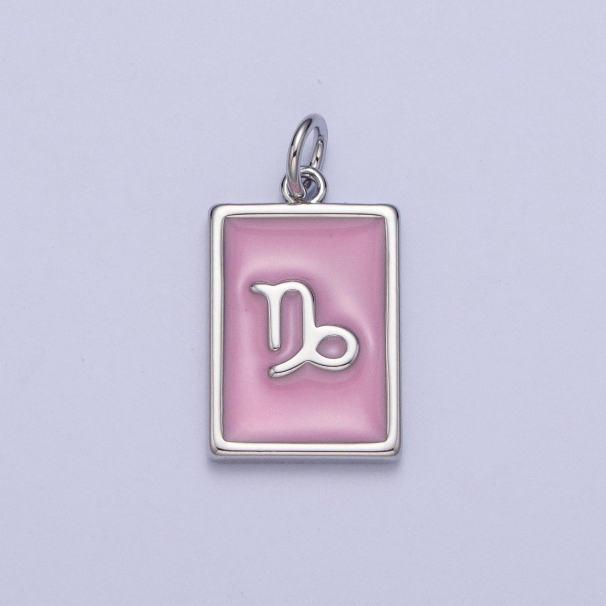 Dainty Silver Pink Enamel Zodiac Charm Mini Tag Astrology Pendant for Bracelet Earring Necklace Y2K Jewelry| A1475-A1480