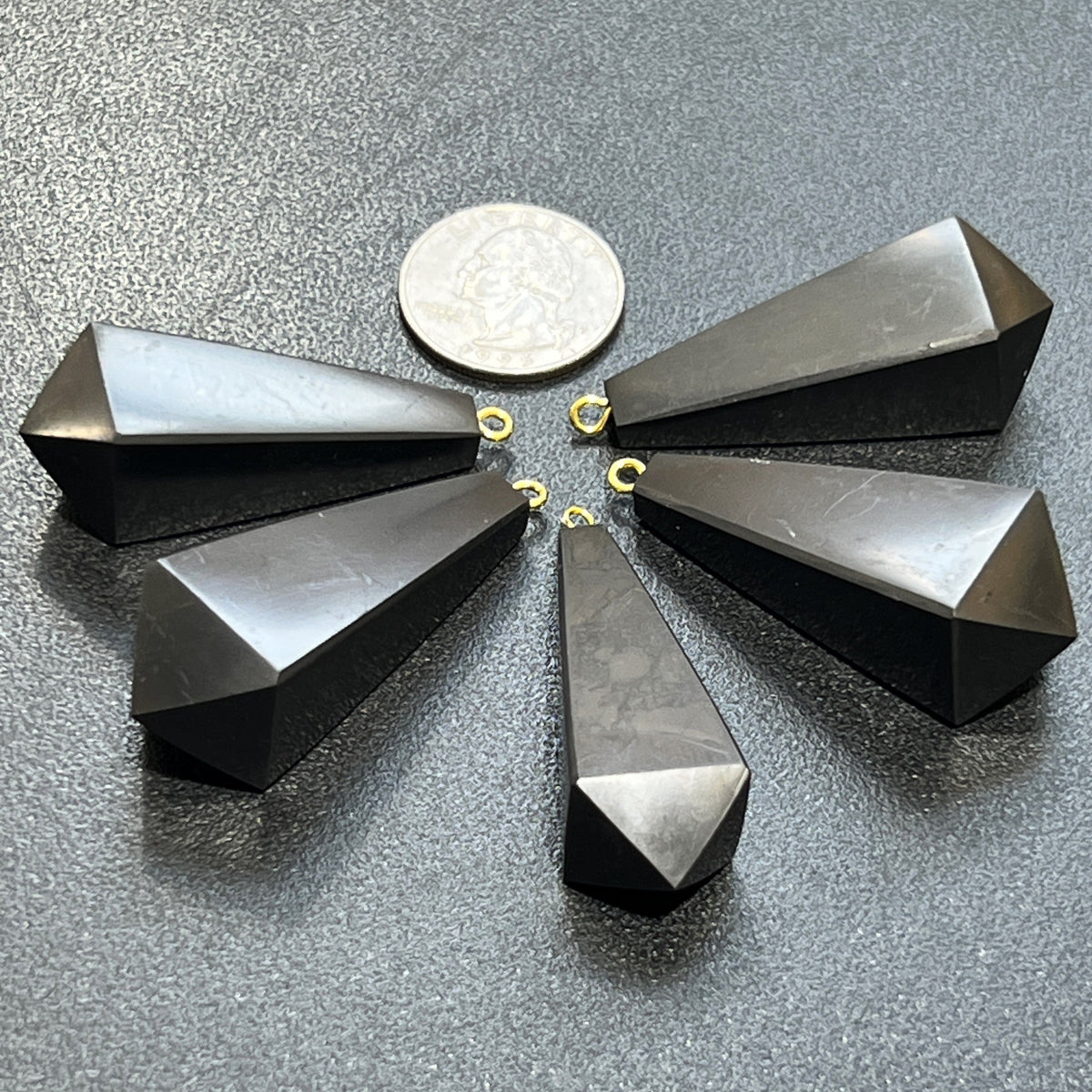 Black Shungite Pendulum Crystal Point Pendant