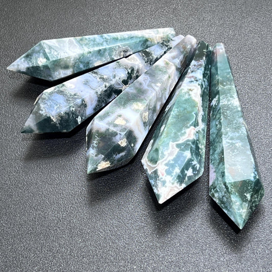 Moss Agate Crystal Point Scepter Wand Large (4.5 Inch Avg) Gemstone Decor Carving Wholesale