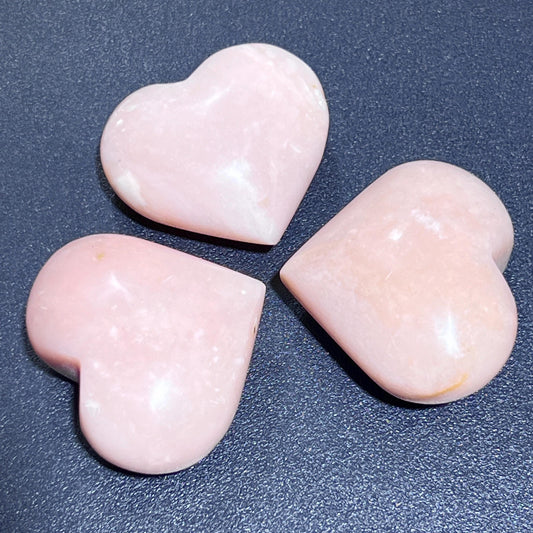 Pink Opal Puffy Heart Polished Crystal Carving Gemstones Decor