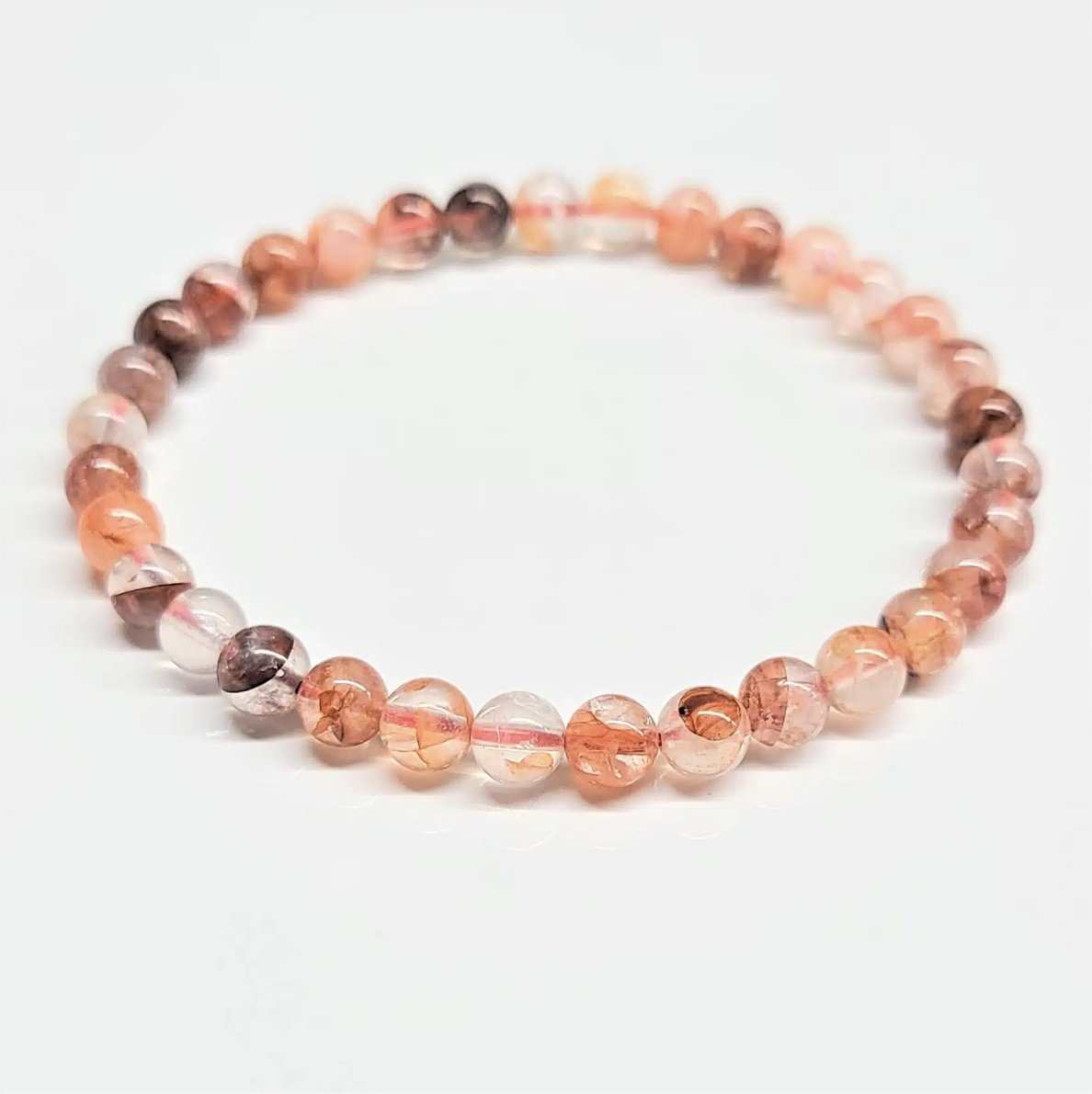 Fire Quartz Round Bead Bracelet - Stone of Vital Energy