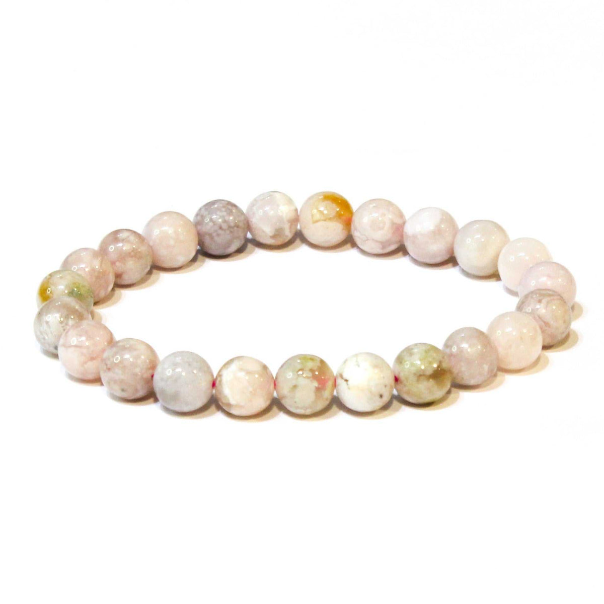 Flower Agate Round Bead Bracelet - Stone of the Divine Feminine