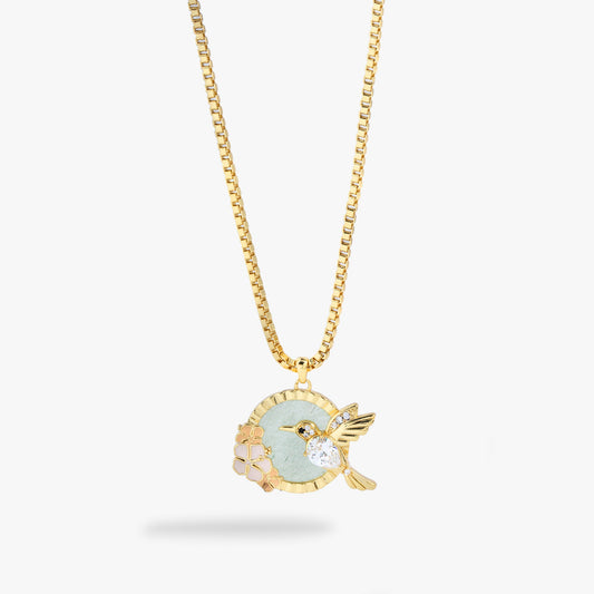 Hummingbird Gemstone Pendant Necklace