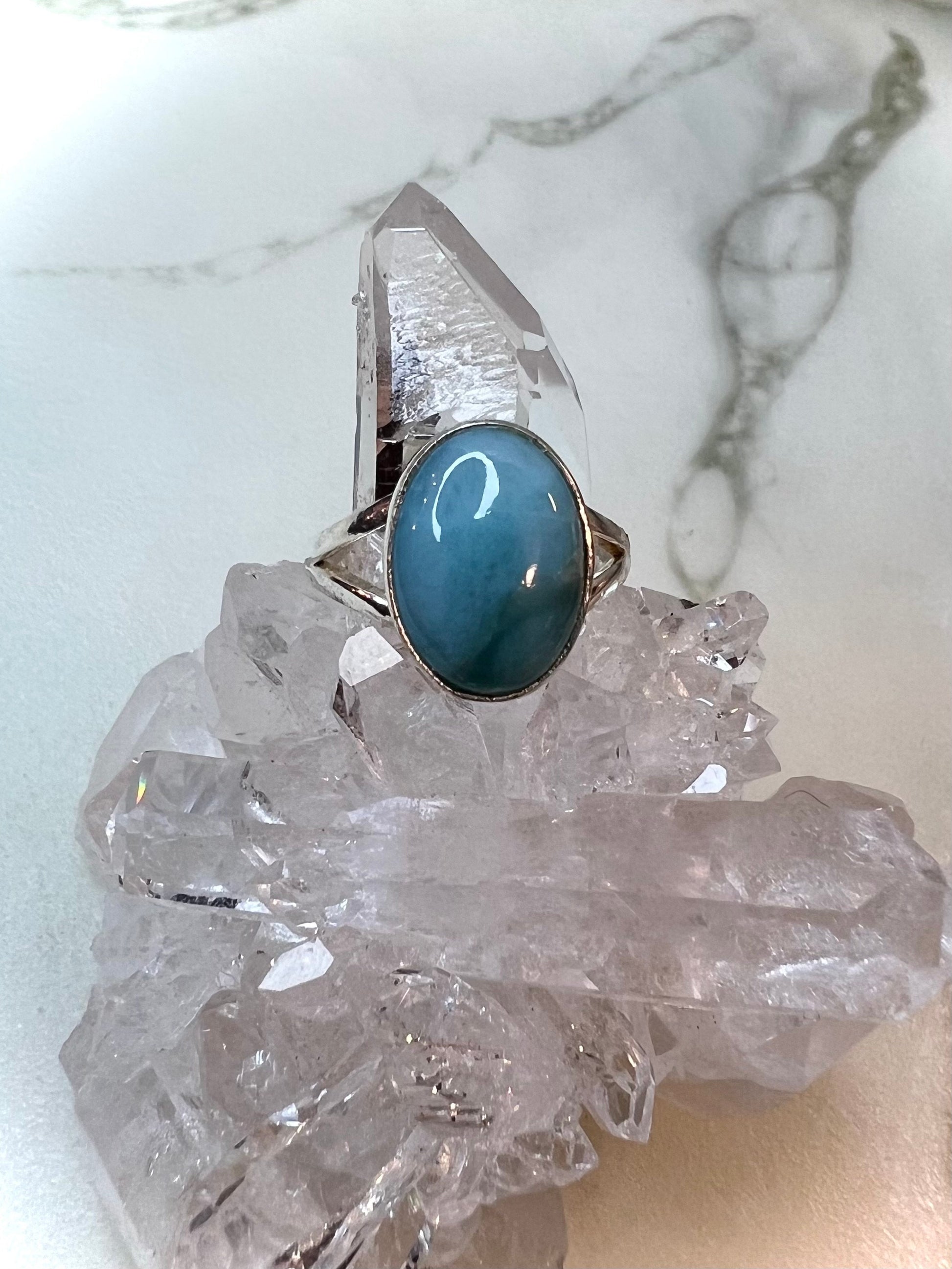 Larimar Rings | Dreamy Ocean Hues in 925 Silver | Embrace Serenity and Oceanic Beauty