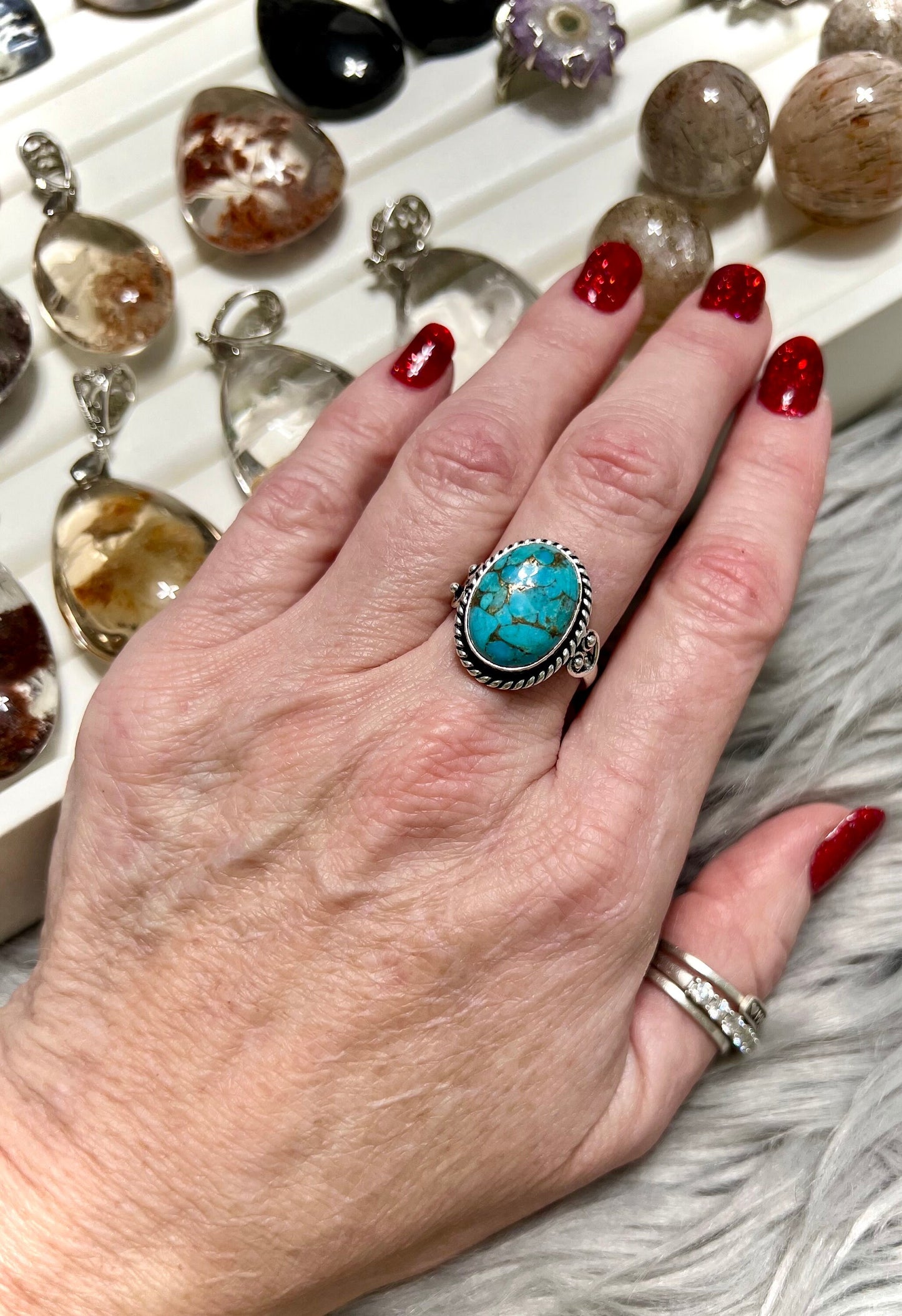 Turquoise and Copper Ring | 925 Silver Ring | Embrace Vibrancy and Positivity