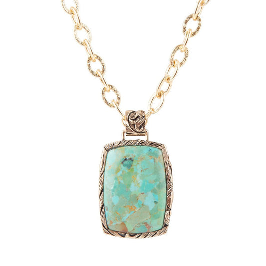 Jacquard Blue Turquoise Golden Pendant Necklace