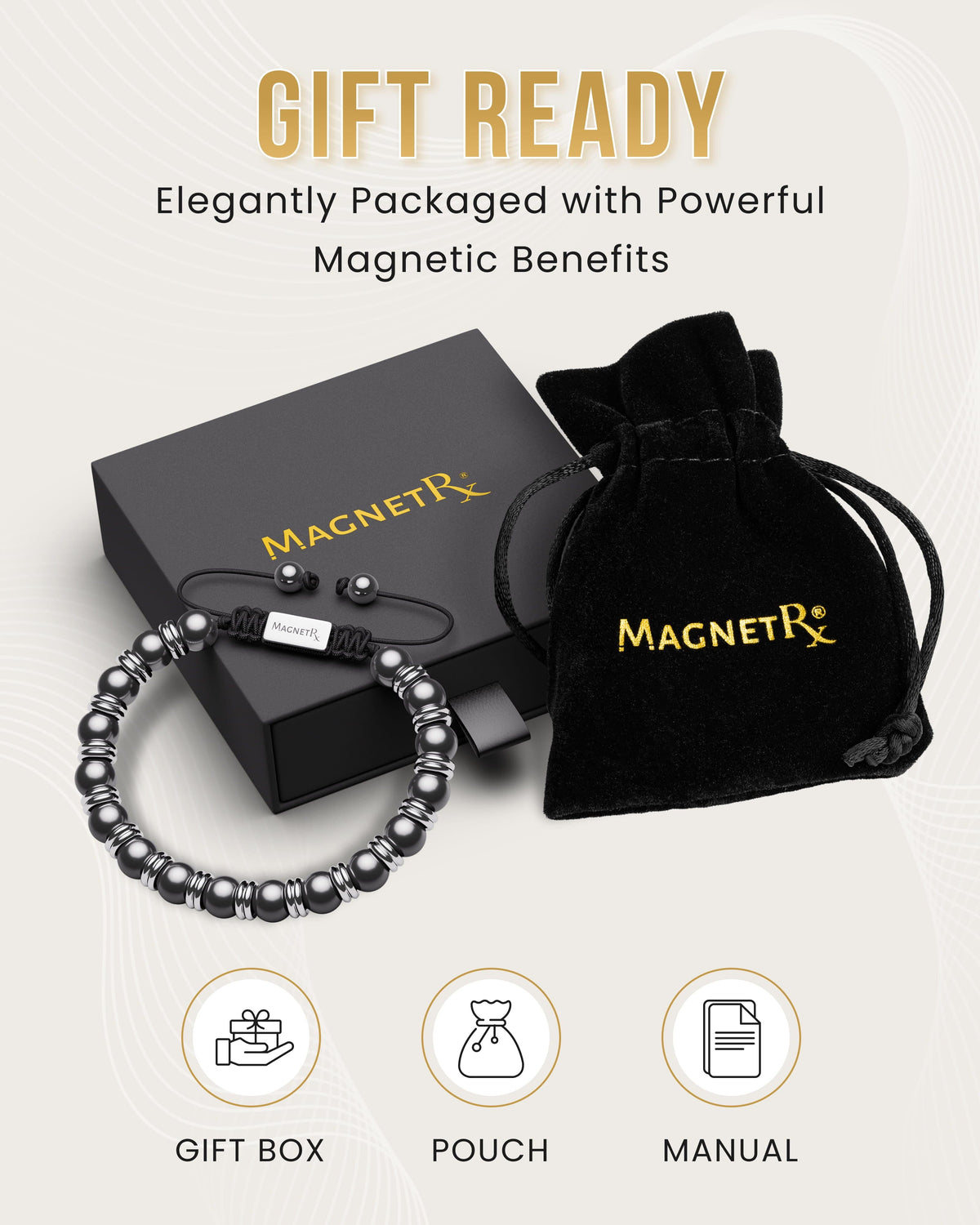 High Power Magnetic Hematite Bracelet Silver Titan