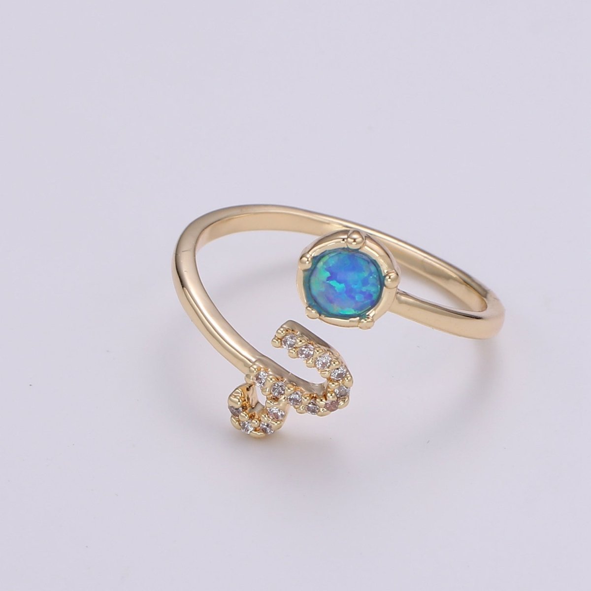 Opal Zodiac Ring Constellation Sign Cubic Zirconia Gold Ring, Astrology Sign Horoscope Ring Birthday Personalized Valentines day Gift R-346-R-357