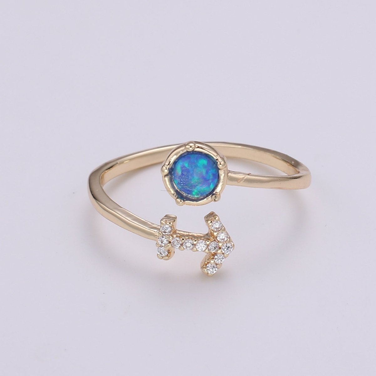 Opal Zodiac Ring Constellation Sign Cubic Zirconia Gold Ring, Astrology Sign Horoscope Ring Birthday Personalized Valentines day Gift R-346-R-357