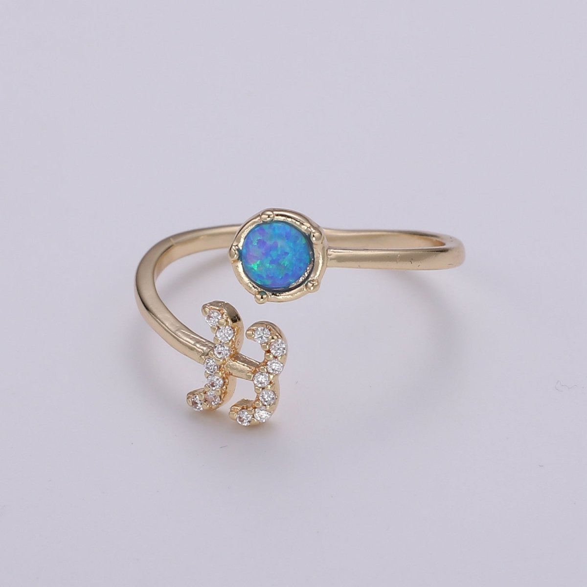 Opal Zodiac Ring Constellation Sign Cubic Zirconia Gold Ring, Astrology Sign Horoscope Ring Birthday Personalized Valentines day Gift R-346-R-357