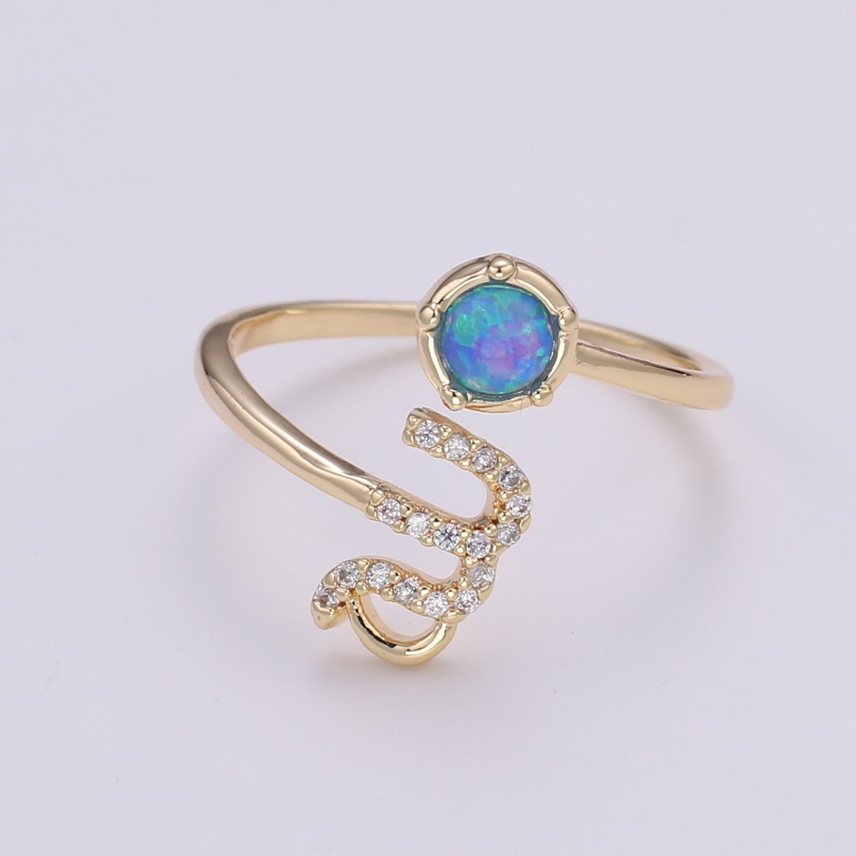 Opal Zodiac Ring Constellation Sign Cubic Zirconia Gold Ring, Astrology Sign Horoscope Ring Birthday Personalized Valentines day Gift R-346-R-357