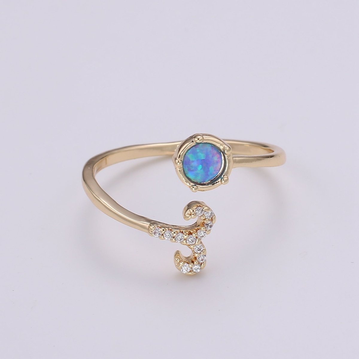 Opal Zodiac Ring Constellation Sign Cubic Zirconia Gold Ring, Astrology Sign Horoscope Ring Birthday Personalized Valentines day Gift R-346-R-357