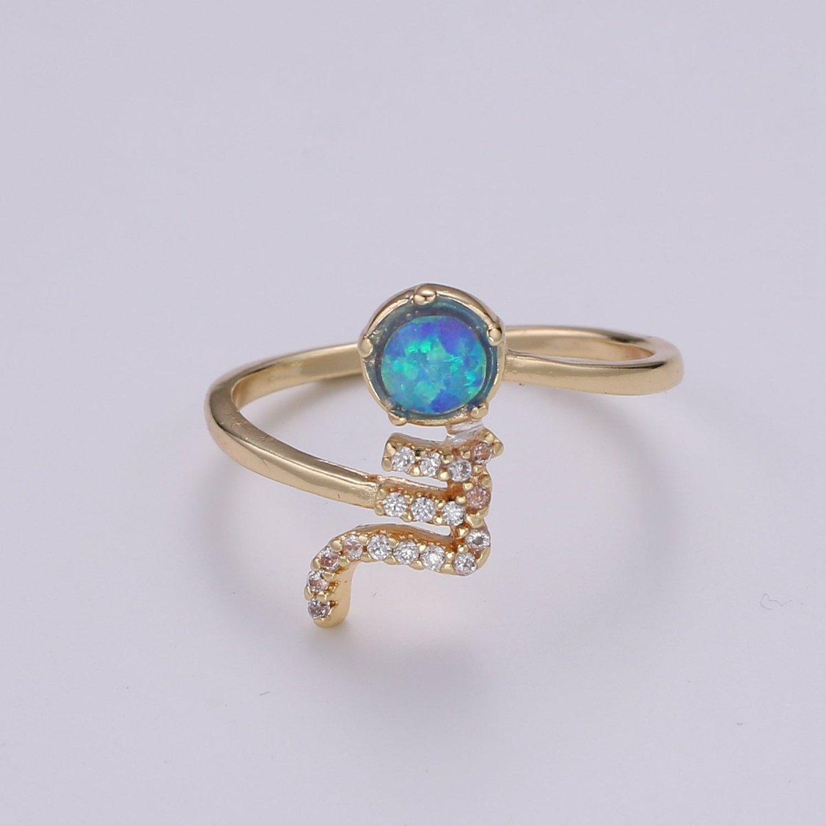 Opal Zodiac Ring Constellation Sign Cubic Zirconia Gold Ring, Astrology Sign Horoscope Ring Birthday Personalized Valentines day Gift R-346-R-357