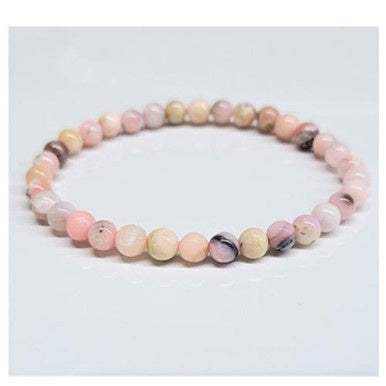 Pink Opal Round Bead Bracelet - Stone of Emotional Renewal