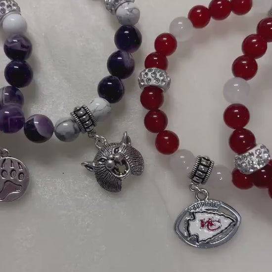 Custom Crystal Bead Bling School Colors / College / Pro Team Bracelets