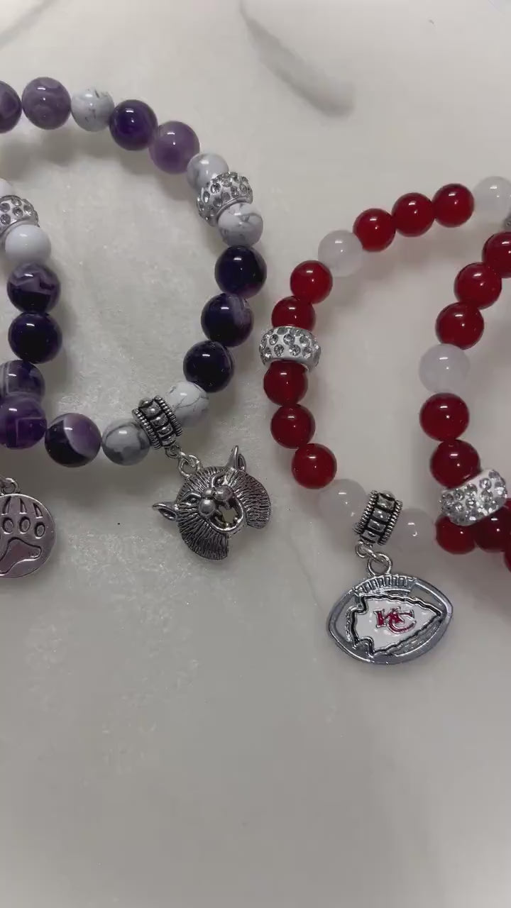 Custom Crystal Bead Bling School Colors / College / Pro Team Bracelets