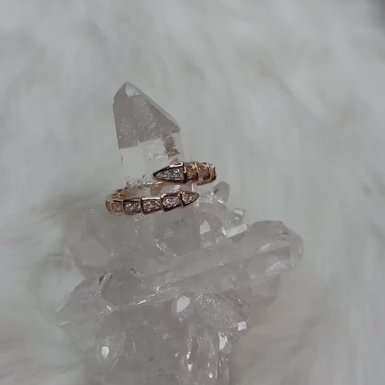 Elegant Witchy Aesthetic Moissanite Snake Ring - Adjustable