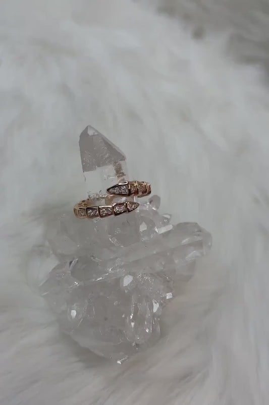 Elegant Witchy Aesthetic Moissanite Snake Ring - Adjustable