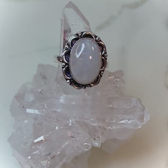 Blue Moonstone 925 Silver Ring - Embrace Intuition and Feminine Energy