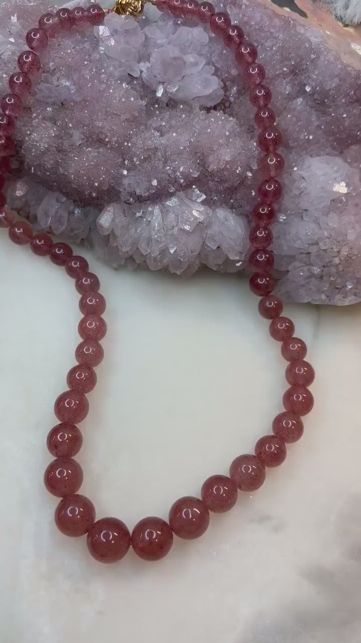 Strawberry Quartz Tower Necklace - Embrace Love and Inner Harmony