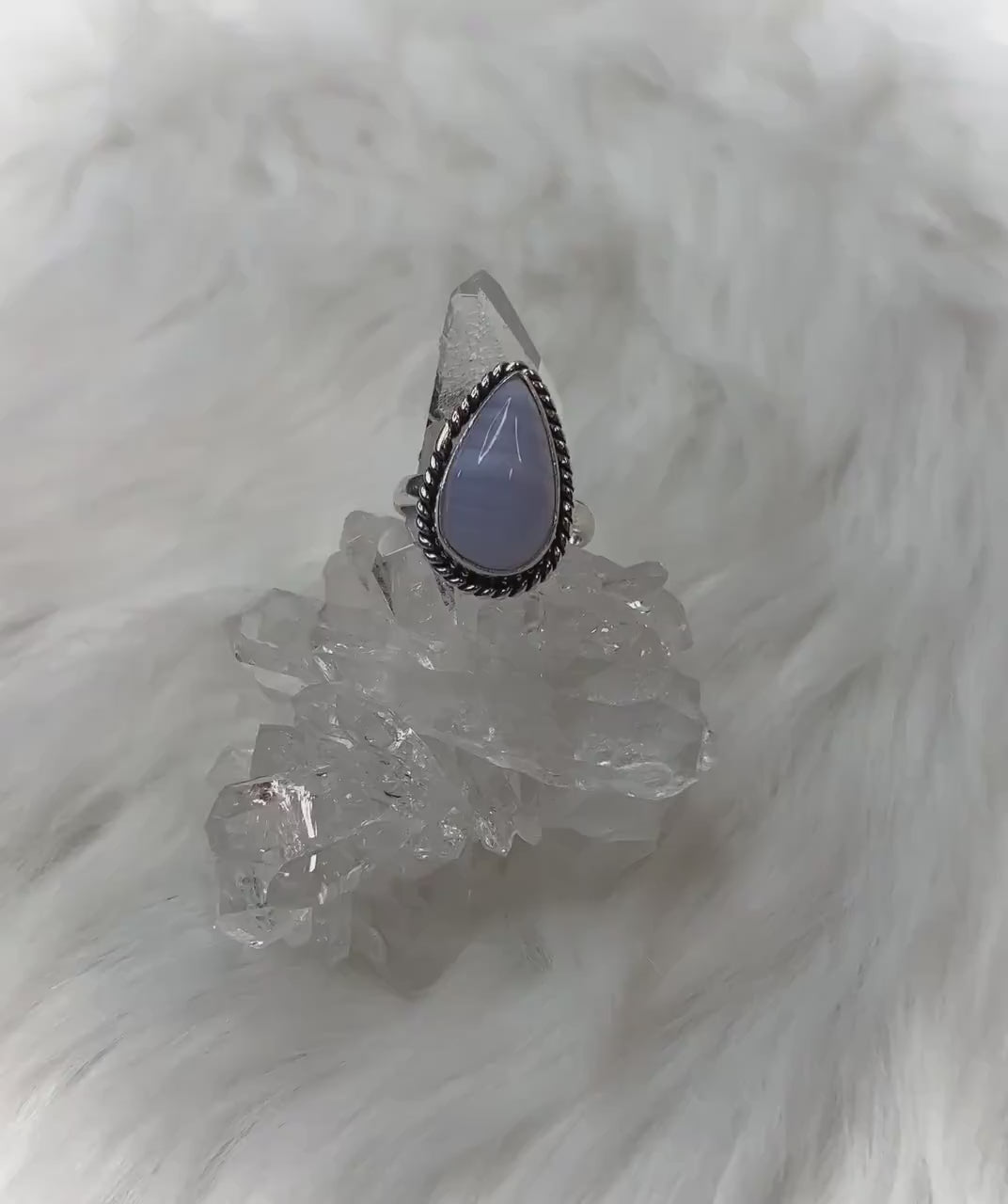 Elegant 925 Silver Blue Lace Agate Ring - Delicate Beauty and Tranquility