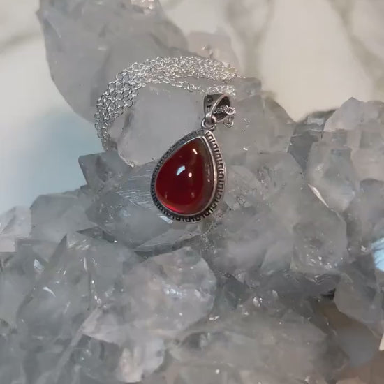 Radiating with Vitality Handcrafted 925 Silver Spessartine Garnet Pendant - Exquisite Statement Piece