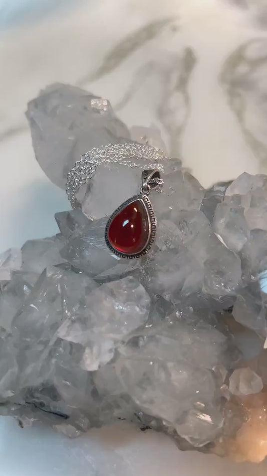 Radiating with Vitality Handcrafted 925 Silver Spessartine Garnet Pendant - Exquisite Statement Piece