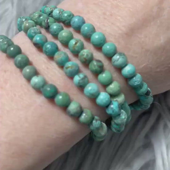 Turquoise Beaded Bracelet | Exquisite Genuine 4-5mm Hubei Turquoise beads for Emotional Balance & Creativity