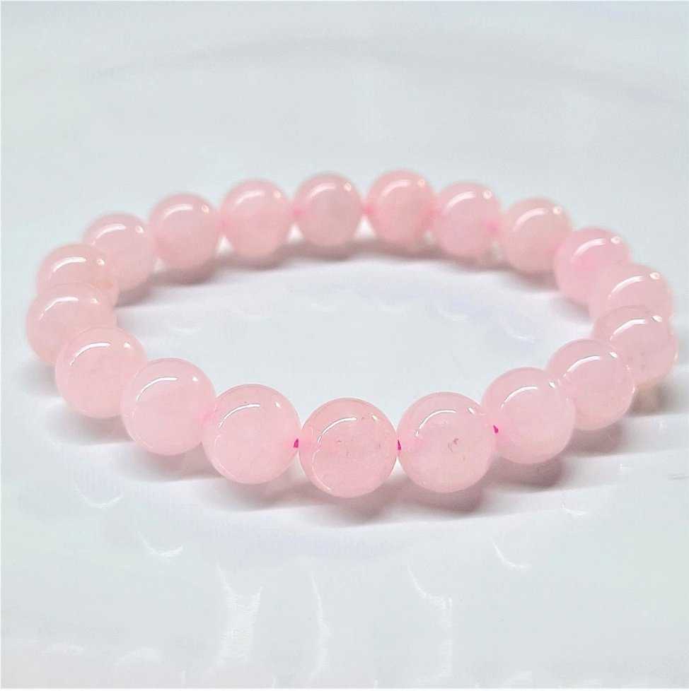 Rose Quartz Round Bead Bracelet - The Mother Stone