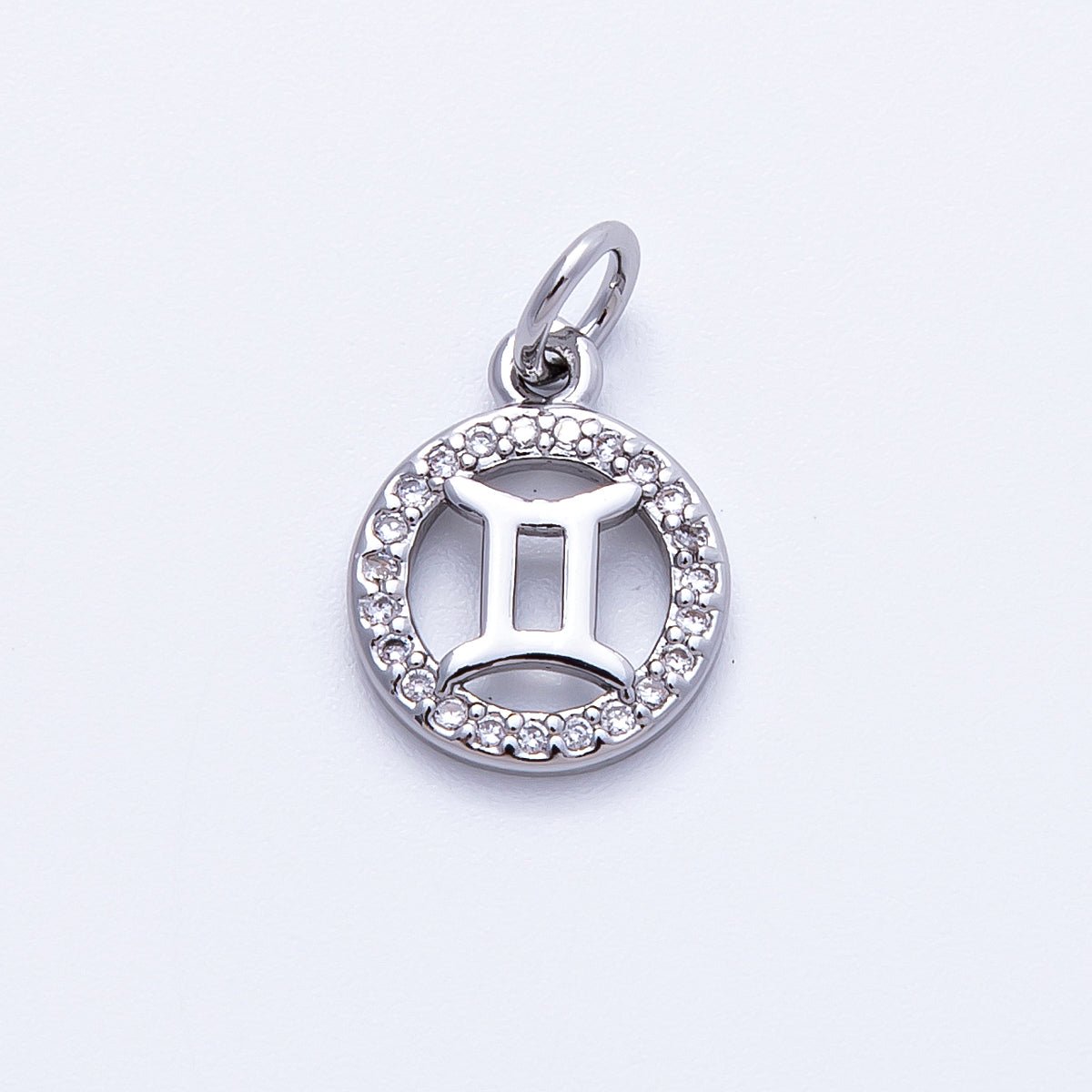 Silver 13.5mm Micro Paved CZ Personalized Zodiac Sign Charm | Charms-00235 ~ Charms-00246