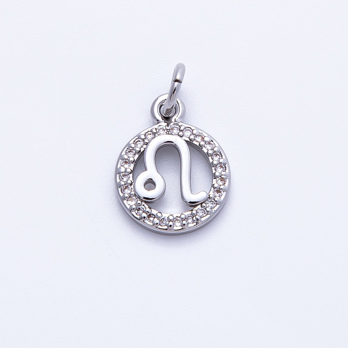 Silver 13.5mm Micro Paved CZ Personalized Zodiac Sign Charm | Charms-00235 ~ Charms-00246