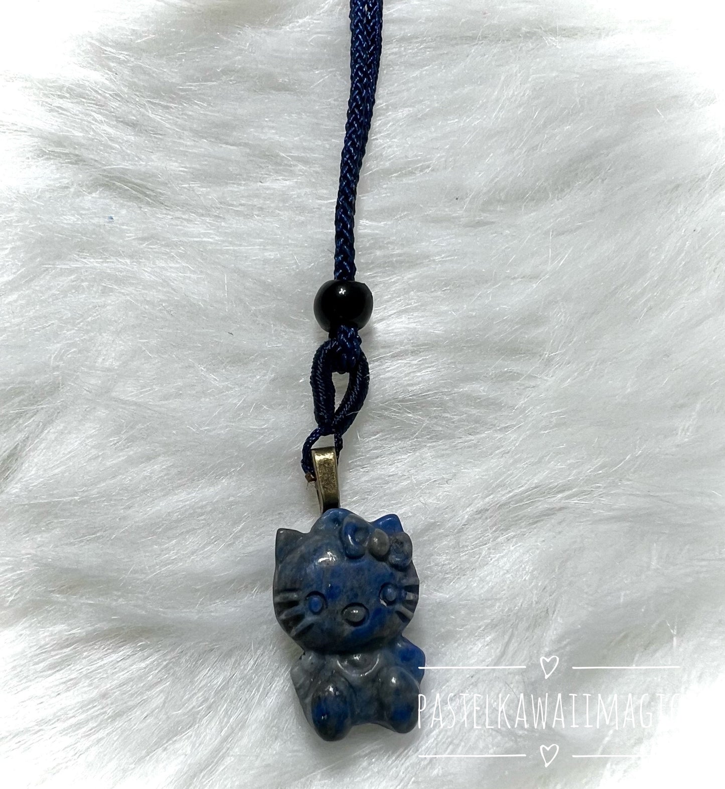 Gemstone Carving Pendant | Nostalgic Kawaii Crystal HK with Cord Necklace