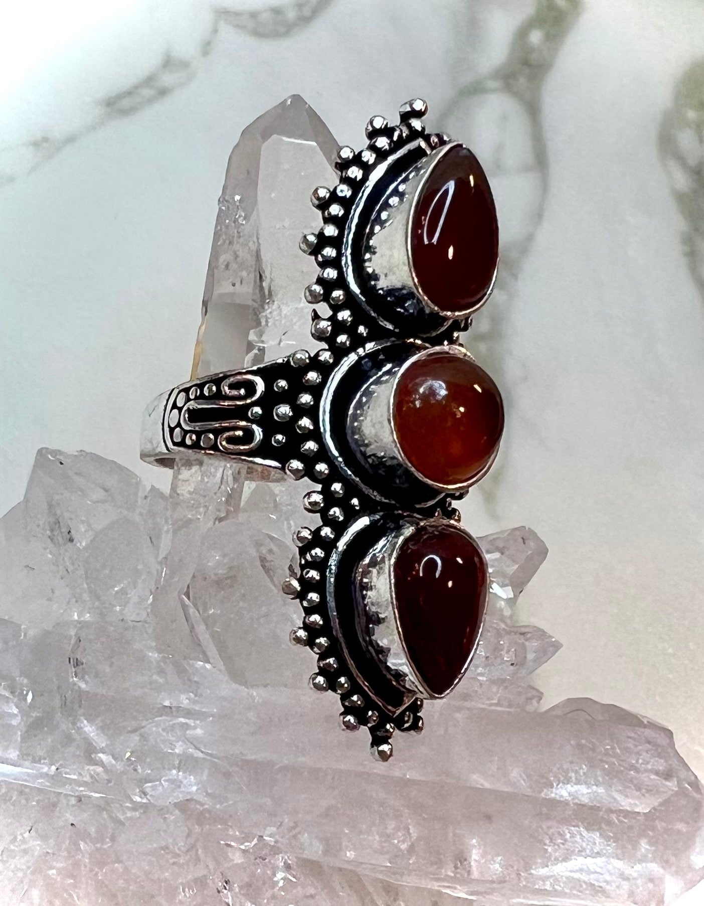 Carnelian Size 8 | Filagree Ring | 925 Silver | Passionate Witchy Aesthetic