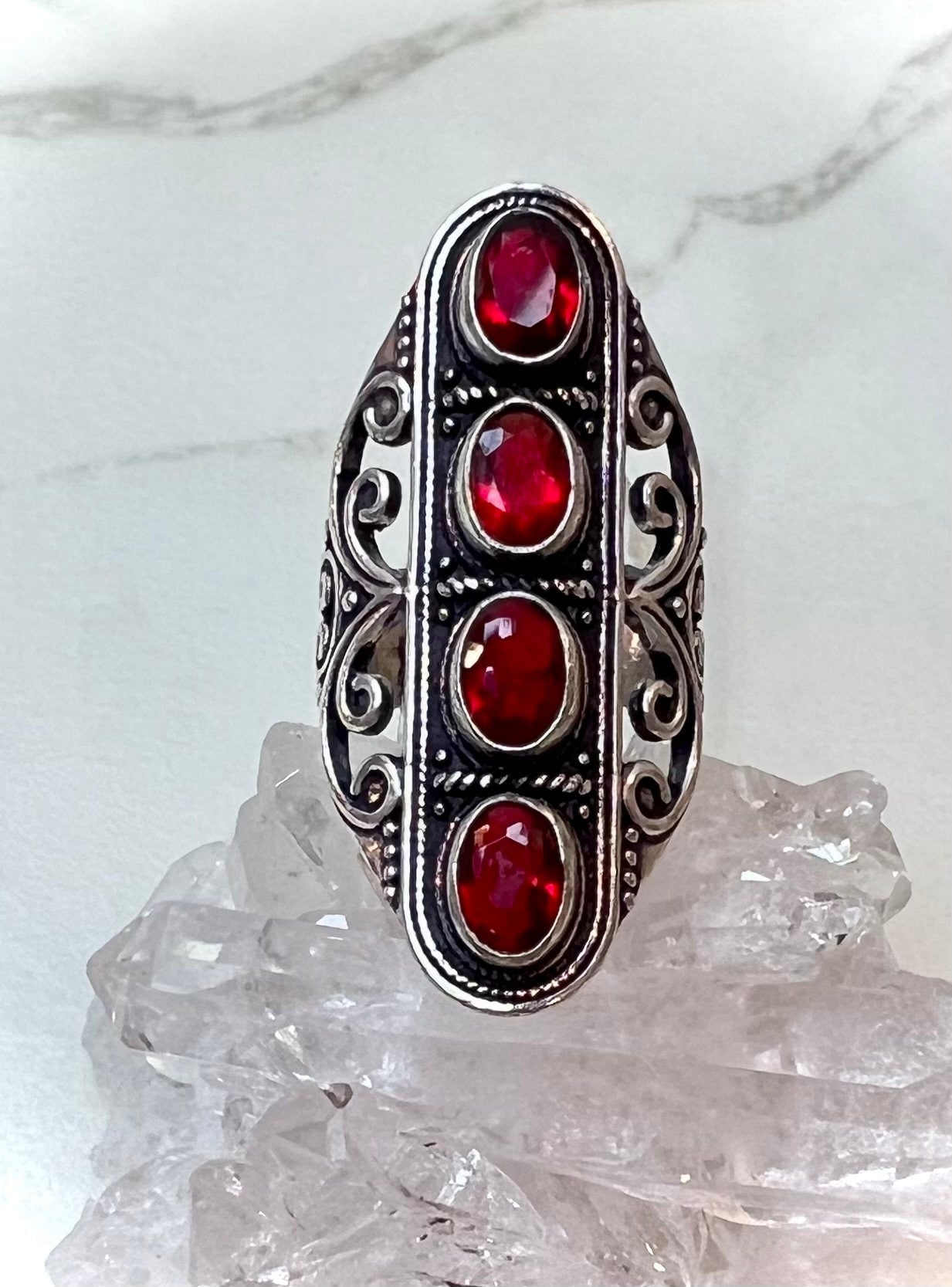 Garnet Silver Ring