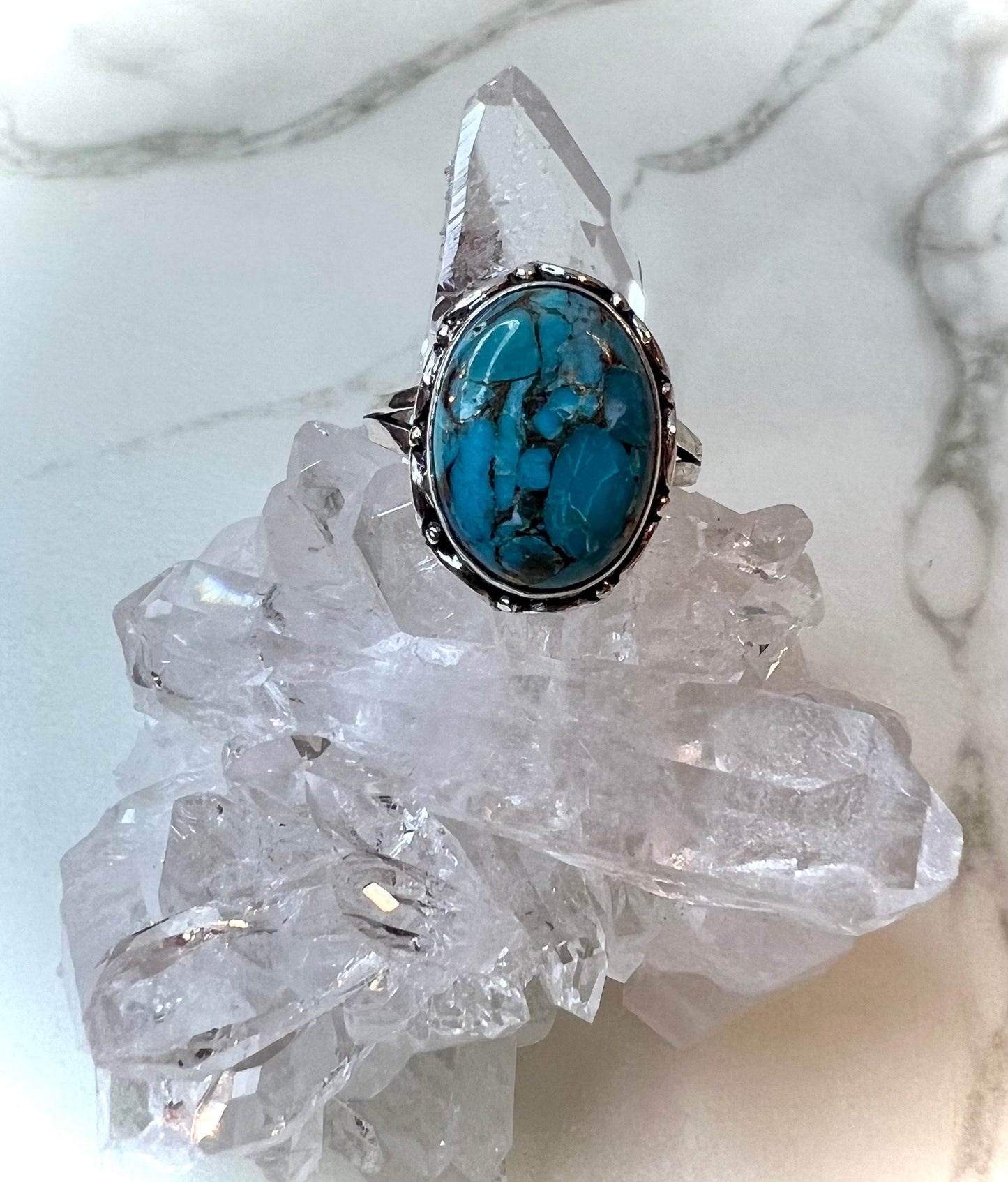 Turquoise and Copper Ring | 925 Silver Ring | Embrace Vibrancy and Positivity